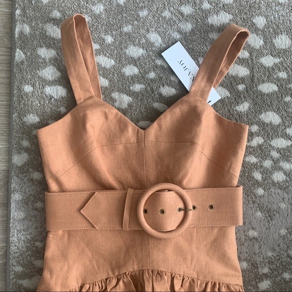 Shona Joy Rosa Linen Midi Dress Desert Rose Size 2 - Picture 7 of 8